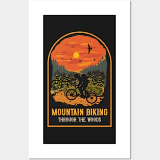 Mountain biking through the woods Posters and Art